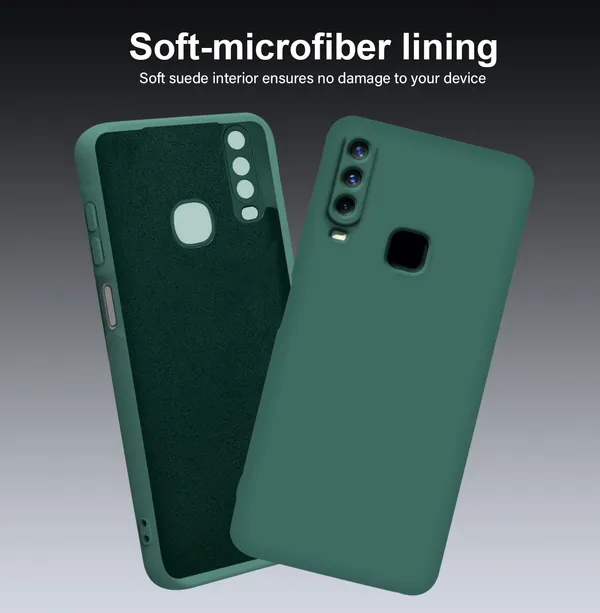 TRUEUPGRADE_Compatible_with_Vivo_Y12_/_Y15_/_Y17_/_U10_Back_Cover_Case,_Liquid_Silicone_Cover,_Full_Body_Protective_Cover,_Shockproof,_Anti-Scratch_Soft_Microfiber_Lining_-_Green