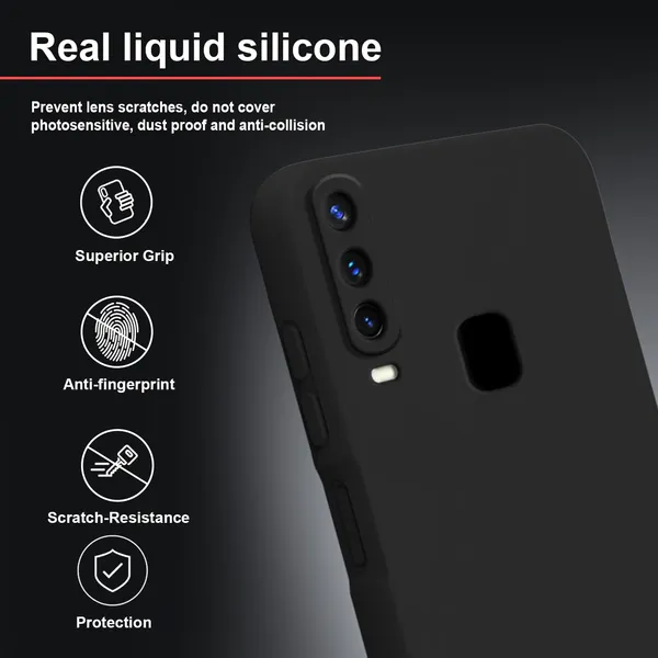 TRUEUPGRADE_Liquid_Silicone_Designed_Back_Case_Cover_for_Vivo_Y12_/_Y15_/_Y17_/_U10_|_Microfiber_Inside,_Full_Protection_|_Bumper_Back_Cover_Case_for_Vivo_Y12_/_Y15_/_Y17_/_U10_Black