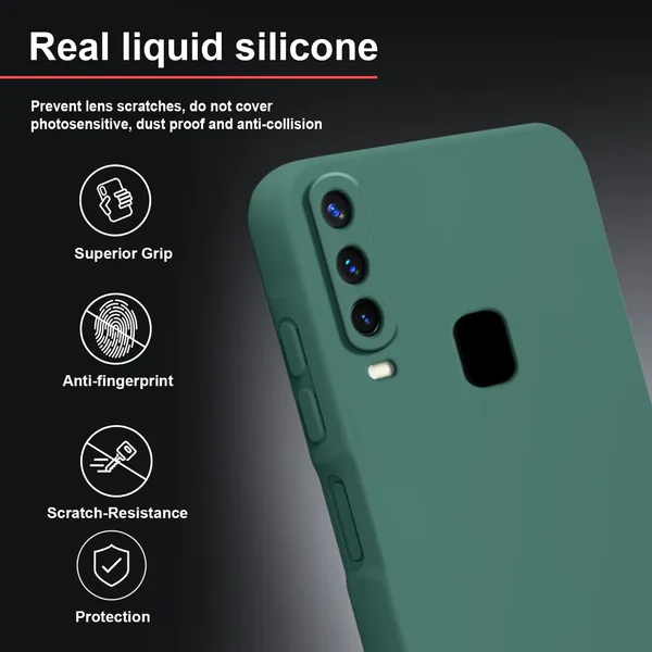 TRUEUPGRADE_Liquid_Silicone_Designed_Back_Case_Cover_for_Vivo_Y12_/_Y15_/_Y17_/_U10_|_Microfiber_Inside,_Full_Protection_|_Bumper_Back_Cover_Case_for_Vivo_Y12_/_Y15_/_Y17_/_U10_Green