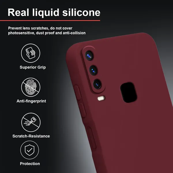 TRUEUPGRADE_Liquid_Silicone_Designed_Back_Case_Cover_for_Vivo_Y12_/_Y15_/_Y17_/_U10_|_Microfiber_Inside,_Full_Protection_|_Bumper_Back_Cover_Case_for_Vivo_Y12_/_Y15_/_Y17_/_U10_Wine