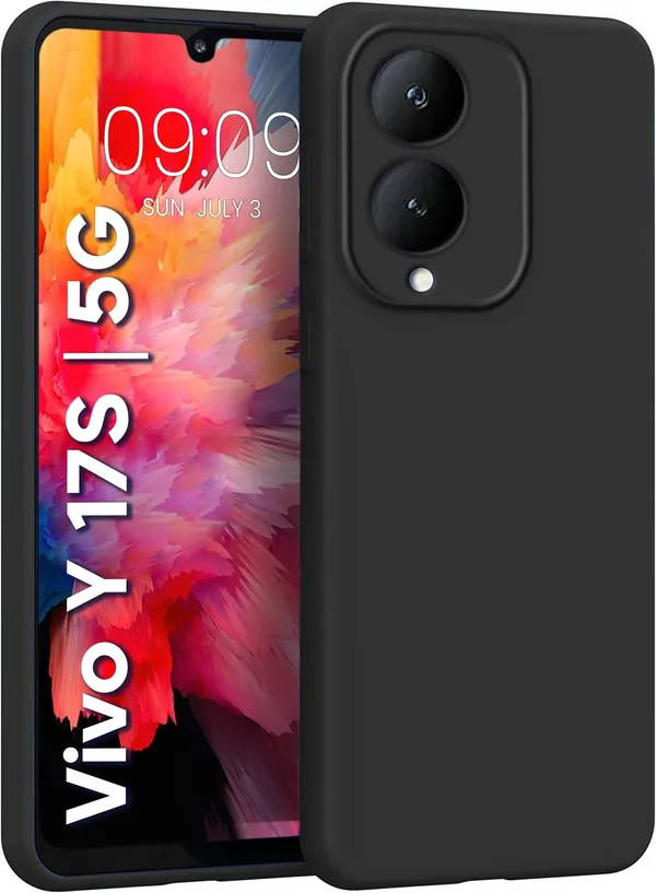 TRUEUPGRADE_Liquid_Silicone_Designed_Back_Case_Cover_for_Vivo_Y17s_|_Microfiber_Inside_|_Bumper_Back_Cover_Case_for_Vivo_Y17s_-_Black