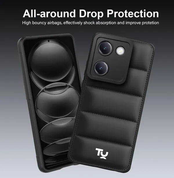 TRUEUPGRADE_Back_Case_Cover_for_Vivo_Y200_Pro_5G_/_Y300_Plus_5G_|_Compatible_for_Vivo_Y200_Pro_5G_/_Y300_Plus_5G_Back_Case_Cover_|_Puff_Case_with_Camera_Protection_|Black