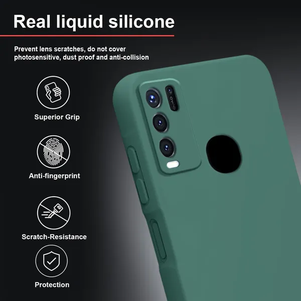 TRUEUPGRADE_Compatible_with_Vivo_Y50_Back_Cover_Case,_Liquid_Silicone_Cover,_Full_Body_Protective_Cover,_Shockproof,_Anti-Scratch_Soft_Microfiber_Lining_-_Green