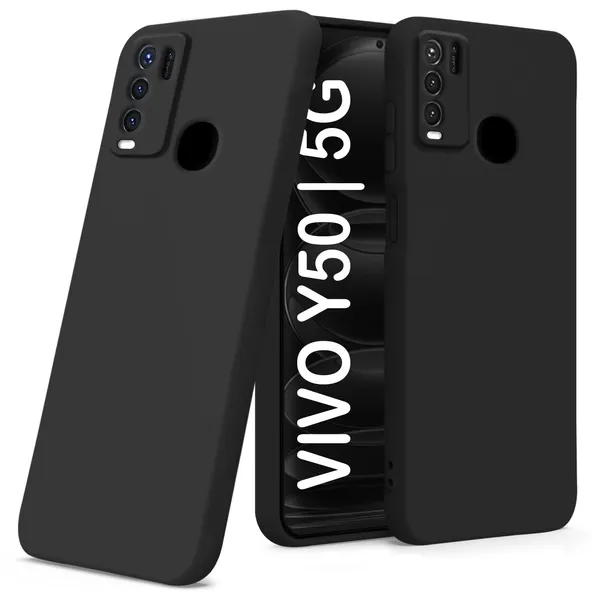 TRUEUPGRADE_Liquid_Silicone_Designed_Back_Case_Cover_for_Vivo_Y50_|_Microfiber_Inside,_Full_Protection_|_Bumper_Back_Cover_Case_for_Vivo_Y50_Black