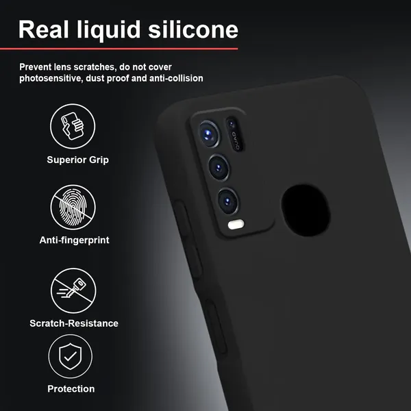 TRUEUPGRADE_Liquid_Silicone_Designed_Back_Case_Cover_for_Vivo_Y50_|_Microfiber_Inside,_Full_Protection_|_Bumper_Back_Cover_Case_for_Vivo_Y50_Black