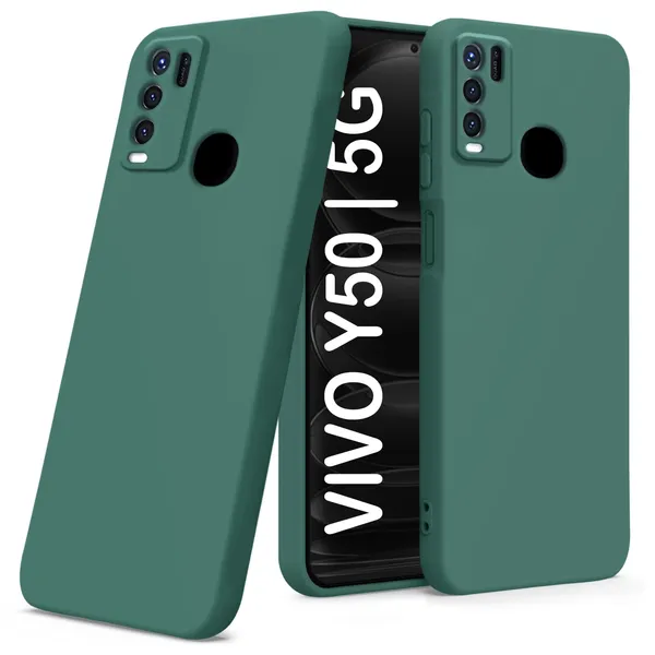 TRUEUPGRADE_Liquid_Silicone_Designed_Back_Case_Cover_for_Vivo_Y50_|_Microfiber_Inside,_Full_Protection_|_Bumper_Back_Cover_Case_for_Vivo_Y50_Green