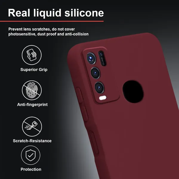 TRUEUPGRADE_Liquid_Silicone_Designed_Back_Case_Cover_for_Vivo_Y50_|_Microfiber_Inside,_Full_Protection_|_Bumper_Back_Cover_Case_for_Vivo_Y50_Wine