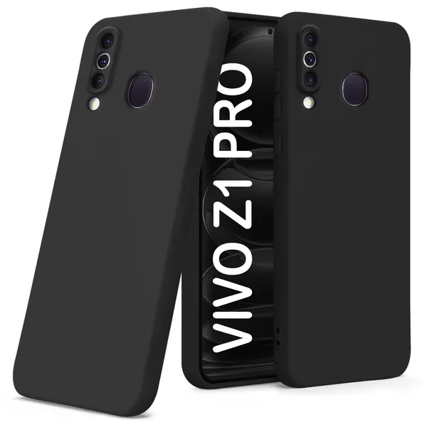 TRUEUPGRADE_Compatible_with_Vivo_Z1_Pro_Back_Cover_Case,_Liquid_Silicone_Cover,_Full_Body_Protective_Cover,_Shockproof,_Anti-Scratch_Soft_Microfiber_Lining_-_Black