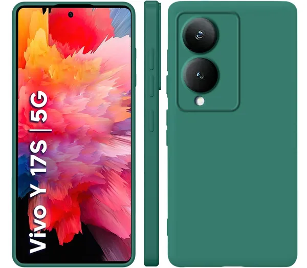 TRUEUPGRADE_Compatible_with_Vivo_Y17s_Back_Cover_Case,_Liquid_Silicone_Cover,_Full_Body_Protective_Cover,_Shockproof,_Slim_Phone_Cover,_Anti-Scratch_Soft_Microfiber_Lining_-_Green