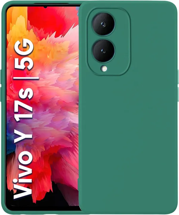 TRUEUPGRADE_Compatible_with_Vivo_Y17s_Back_Cover_Case,_Liquid_Silicone_Cover,_Full_Body_Protective_Cover,_Shockproof,_Slim_Phone_Cover,_Anti-Scratch_Soft_Microfiber_Lining_-_Green