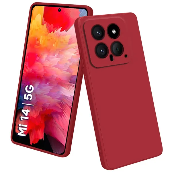 TRUEUPGRADE_Liquid_Silicone_Designed_Back_Case_Cover_for_Xiaomi_Mi_14_5G_|_Microfiber_Inside,_Full_Protection_|_Bumper_Back_Cover_Case_for_Xiaomi_Mi_14_5G_-_Wine