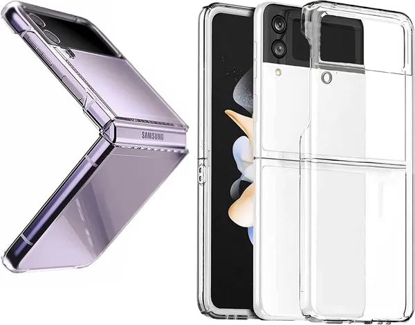 2021,_Samsung_Z_Flip_4_Clear_Leather_Protective_Back_Case_Cover_For
