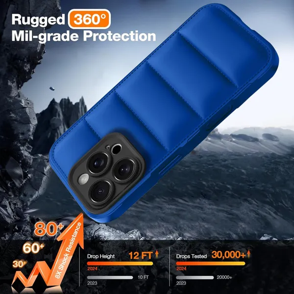 TRUEUPGRADE_Back_Case_Cover_for_iPhone_16_Pro_5G_|_Compatible_for_iPhone_16_Pro_5G_Back_Case_Cover_|_Puff_Case_with_Camera_Protection_|Blue