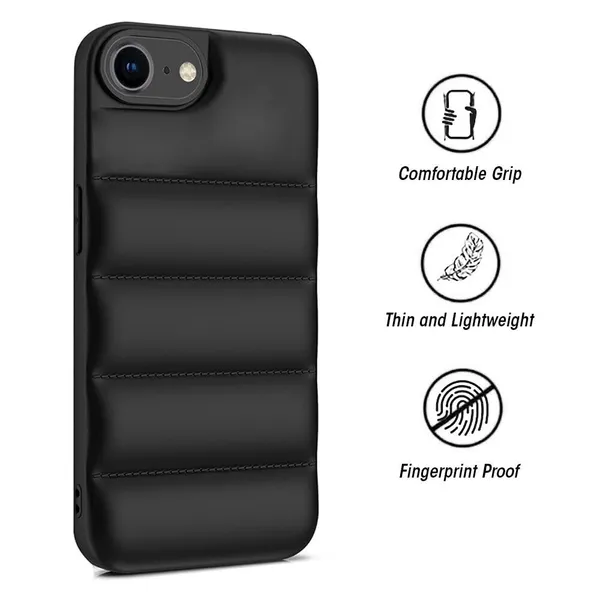 TRUEUPGRADE_Back_Case_Cover_for_iPhone_16e_|_Compatible_for_iPhone_16e_Back_Case_Cover_|_Puff_Case_with_Camera_Protection_|Black