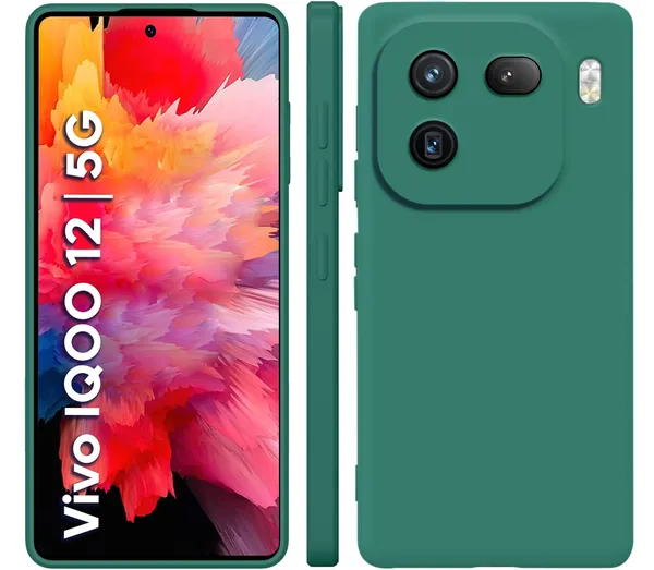 TRUEUPGRADE_Liquid_Silicone_Designed_Back_Case_Cover_for_iQOO_12_5G_|_Microfiber_Inside_|_Bumper_Back_Cover_Case_for_iQOO_12_5G_-_Green