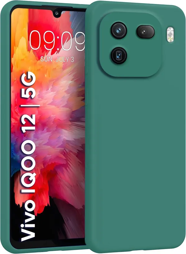 TRUEUPGRADE_Liquid_Silicone_Designed_Back_Case_Cover_for_iQOO_12_5G_|_Microfiber_Inside_|_Bumper_Back_Cover_Case_for_iQOO_12_5G_-_Green