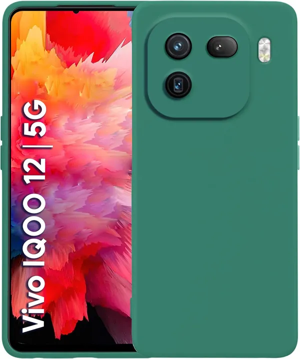 TRUEUPGRADE_Liquid_Silicone_Designed_Back_Case_Cover_for_iQOO_12_5G_|_Microfiber_Inside_|_Bumper_Back_Cover_Case_for_iQOO_12_5G_-_Green