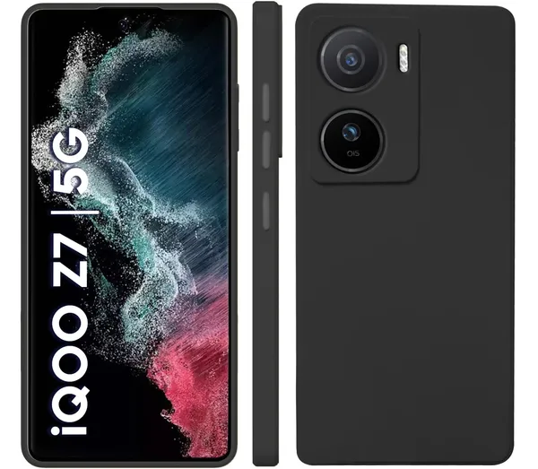 Iqoo_Z7_5G_|_Iqoo_Z7S_5G_Black_Silicone_Protective_Back_Case_Cover