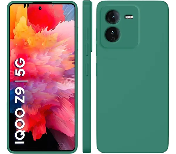 TRUEUPGRADE_Liquid_Silicone_Designed_Back_Case_Cover_for_iQOO_Z9_5G_|_Microfiber_Inside,_Full_Protection_|_Bumper_Back_Cover_Case_for_iQOO_Z9_5G_-_Green