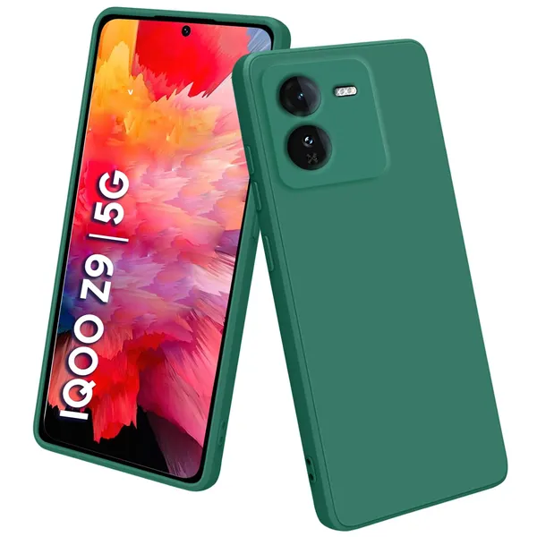 TRUEUPGRADE_Liquid_Silicone_Designed_Back_Case_Cover_for_iQOO_Z9_5G_|_Microfiber_Inside,_Full_Protection_|_Bumper_Back_Cover_Case_for_iQOO_Z9_5G_-_Green
