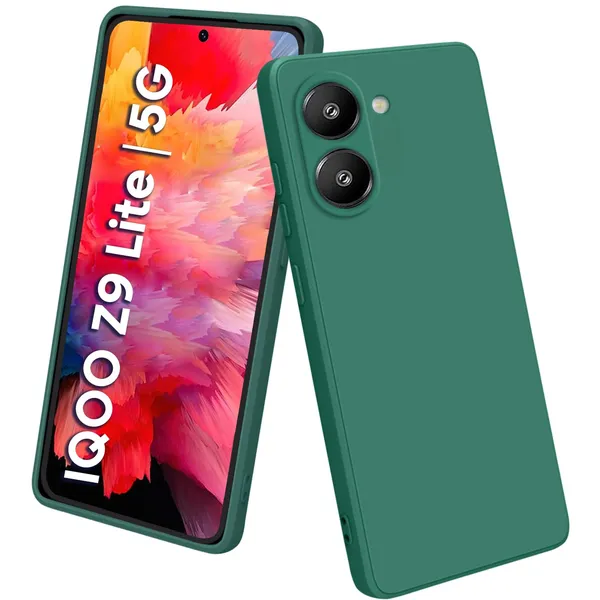 TRUEUPGRADE_Liquid_Silicone_Designed_Back_Case_Cover_for_iQOO_Z9_Lite/Vivo_T3_Lite_5G/Vivo_Y18/Y18e/Y03/Y28s/Y37_|_Microfiber_Inside_|_Bumper_Back_Cover_Case_for_iQOO_Z9_Lite_-_Green