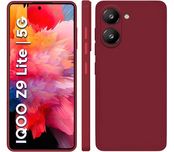 TRUEUPGRADE_Liquid_Silicone_Designed_Back_Case_Cover_for_iQOO_Z9_Lite/Vivo_T3_Lite_5G/Vivo_Y18/Y18e/Y03/Y28s/Y37_|_Microfiber_Inside_|_Bumper_Back_Cover_Case_for_iQOO_Z9_Lite_-_Wine