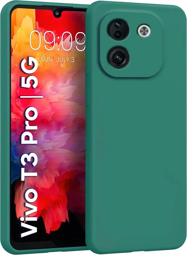 TRUEUPGRADE_Liquid_Silicone_Designed_Back_Case_Cover_for_iQOO_Z9s_Pro_5G_/_Vivo_T3_Pro_5G_|_Microfiber_Inside,_Full_Protection_|_Bumper_Back_Cover_Case_for_iQOO_Z9s_Pro_5G_/_Vivo_T3_Pro_5G_-_Green