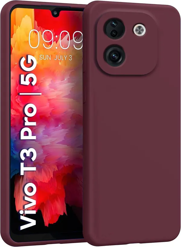 Iqoo_Z9S_Pro_5G_|_Vivo_T3_Pro_5G_Wine_Silicone_Protective_Back_Case_Cover