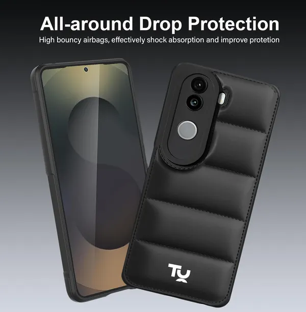 TRUEUPGRADE_Back_Case_Cover_for_Vivo_V40e_/_iQOO_Z9s_5G_|_Compatible_for_Vivo_V40e_/_iQOO_Z9s_5G_Back_Case_Cover_|_Puff_Case_with_Camera_Protection_|Black