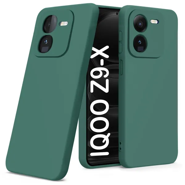 TRUEUPGRADE_Compatible_with_iQOO_Z9x_5G_Back_Cover_Case,_Liquid_Silicone_Cover,_Full_Body_Protective_Cover,_Shockproof,_Anti-Scratch_Soft_Microfiber_Lining_-_Green
