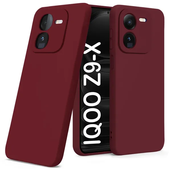 TRUEUPGRADE_Compatible_with_iQOO_Z9x_5G_Back_Cover_Case,_Liquid_Silicone_Cover,_Full_Body_Protective_Cover,_Shockproof,_Anti-Scratch_Soft_Microfiber_Lining_-_Wine