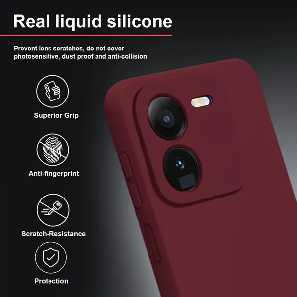 TRUEUPGRADE_Compatible_with_iQOO_Z9x_5G_Back_Cover_Case,_Liquid_Silicone_Cover,_Full_Body_Protective_Cover,_Shockproof,_Anti-Scratch_Soft_Microfiber_Lining_-_Wine