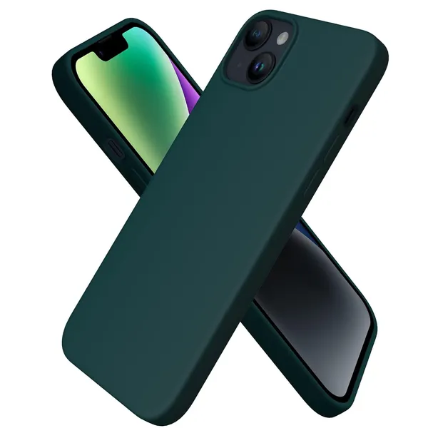 Iphone_14_Plus_2022_Olive_Green_Silicone_Protective_Back_Case_Cover