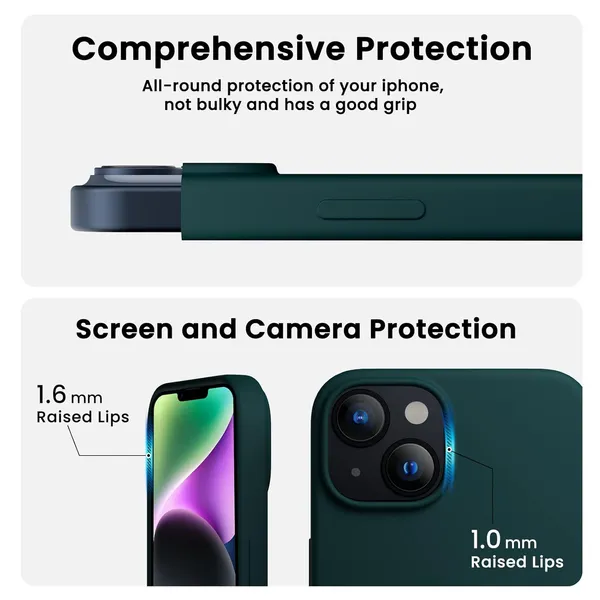 Iphone_14_Plus_2022_Olive_Green_Silicone_Protective_Back_Case_Cover
