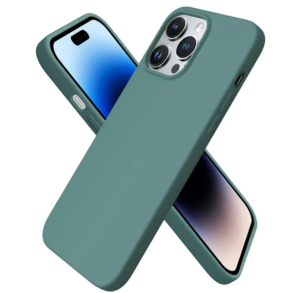 Iphone_14_Pro_Pine_Green_Silicone_Protective_Back_Case_Cover