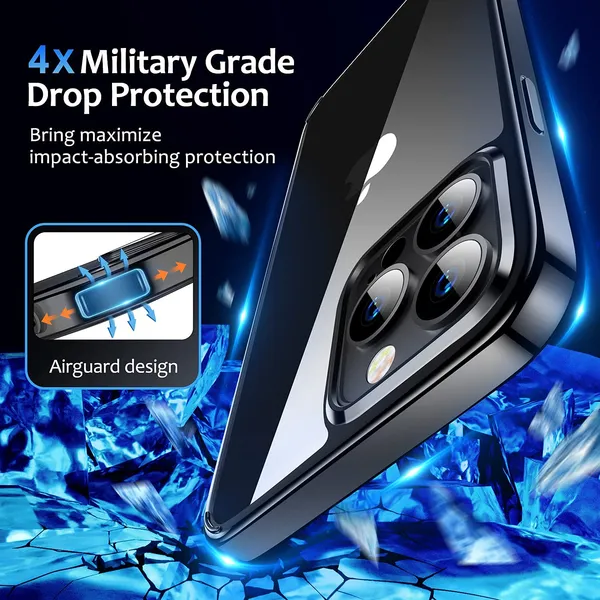 TRUEUPGRADE_Compatible_for_iPhone_13_Pro_Case_[Diamond_Clear]_Non_Yellowing_[Unrivalled_Military_Shockproof]_Slim_Thin_iPhone_13_Pro_Phone_Case_Hard_Back_with_Silicone_Bumper_iPhone_13_Pro_-_Black