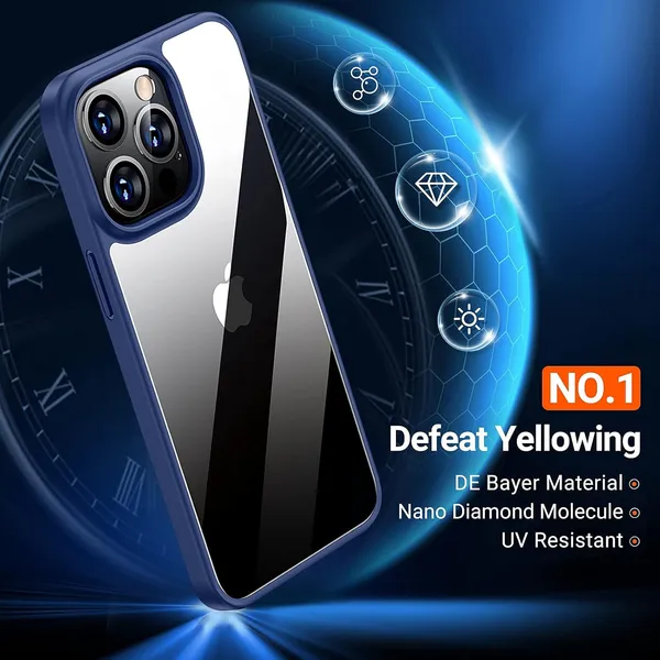 TRUEUPGRADE_Compatible_for_iPhone_13_Pro_Case_[Diamond_Clear]_Non_Yellowing_[Unrivalled_Military_Shockproof]_Slim_Thin_iPhone_13_Pro_Phone_Case_Hard_Back_with_Silicone_Bumper_iPhone_13_Pro_-_Blue