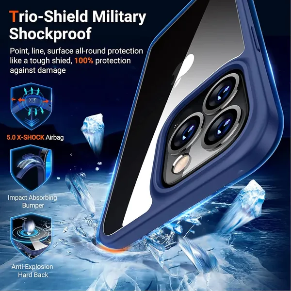 TRUEUPGRADE_Compatible_for_iPhone_13_Pro_Case_[Diamond_Clear]_Non_Yellowing_[Unrivalled_Military_Shockproof]_Slim_Thin_iPhone_13_Pro_Phone_Case_Hard_Back_with_Silicone_Bumper_iPhone_13_Pro_-_Blue