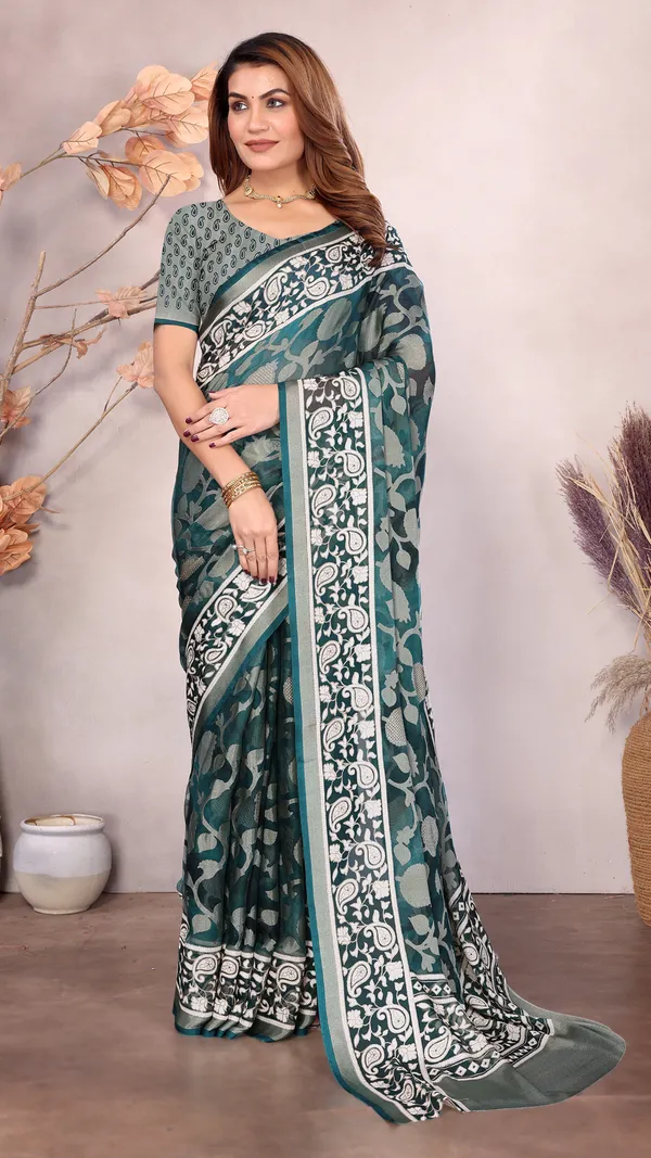 Teal_Moss_Brasso_Floral_Printed_Brasso_Border_Saree_For_Women_&_Girls