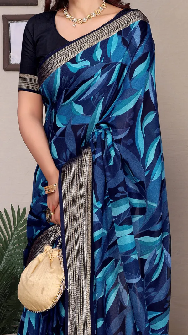 Dark_Blue_Dull_Moss_Jari_Border_Padding_Big_Leaf_Printed_saree_For_Women_&_Girls