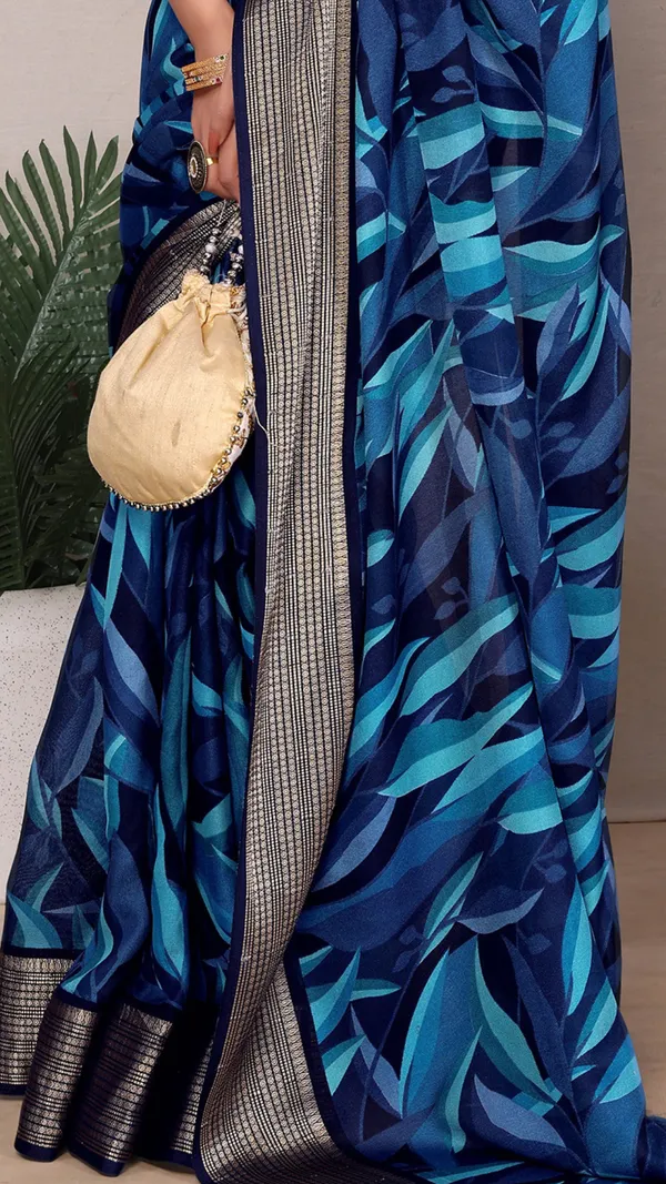 Dark_Blue_Dull_Moss_Jari_Border_Padding_Big_Leaf_Printed_saree_For_Women_&_Girls
