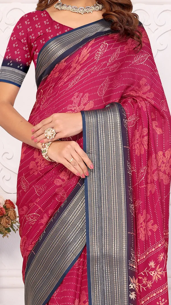 Pink_Marshmello_Zari_Patta_Padding_Floral_Printed_Saree_For_Women_&_Girls