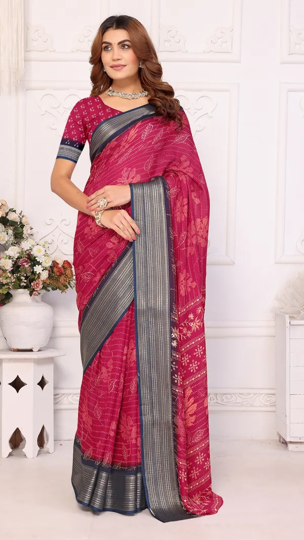 Pink_Marshmello_Zari_Patta_Padding_Floral_Printed_Saree_For_Women_&_Girls