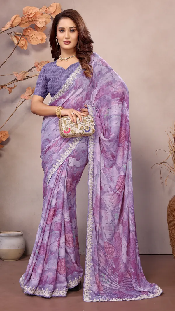 Purple_Georgette_Geometric_Printed_Coding_Work_saree_For_Women_&_Girls
