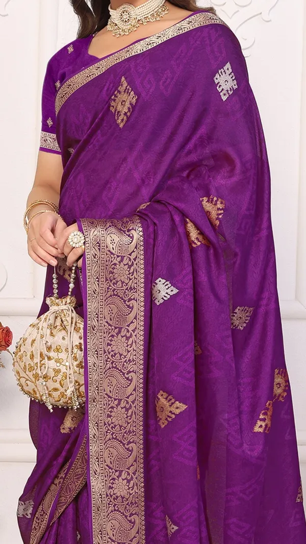 Purple_Marshmello_Jacquard_Border_Padding_Floral_Printed_Saree_For_Women_&_Girls