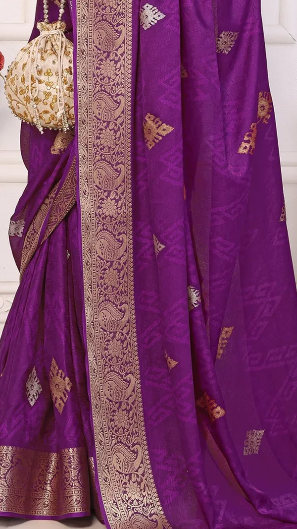 Purple_Marshmello_Jacquard_Border_Padding_Floral_Printed_Saree_For_Women_&_Girls
