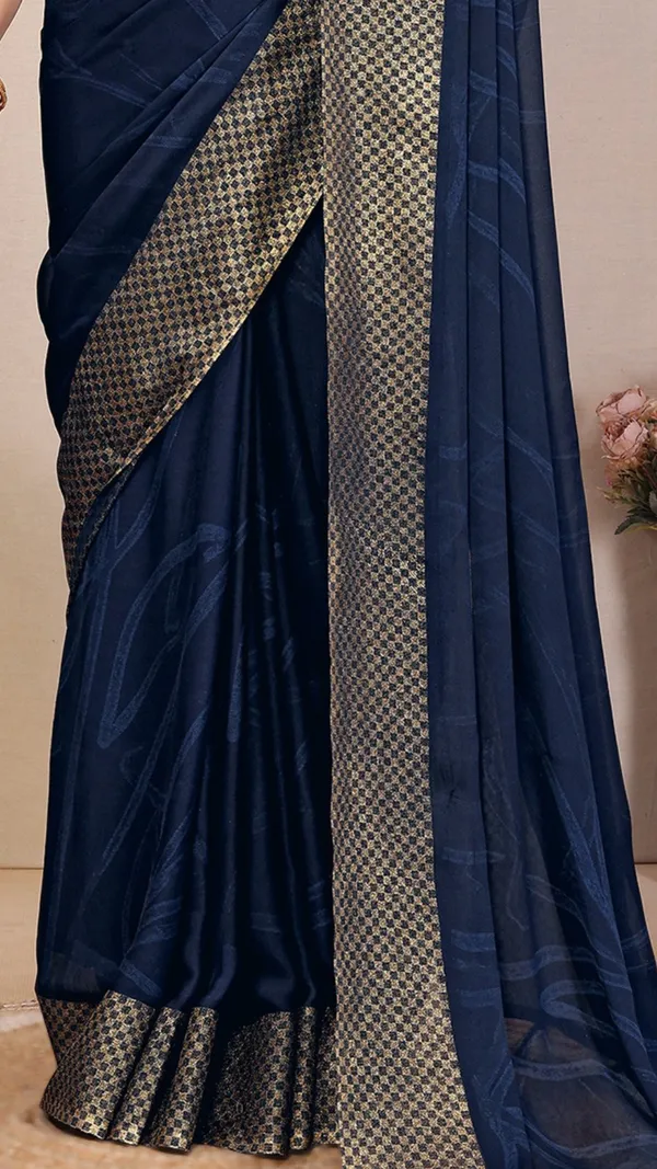 Dark_Blue_Dull_Moss_Checks_Jari_Border_Padding_saree_For_Women_&_Girls