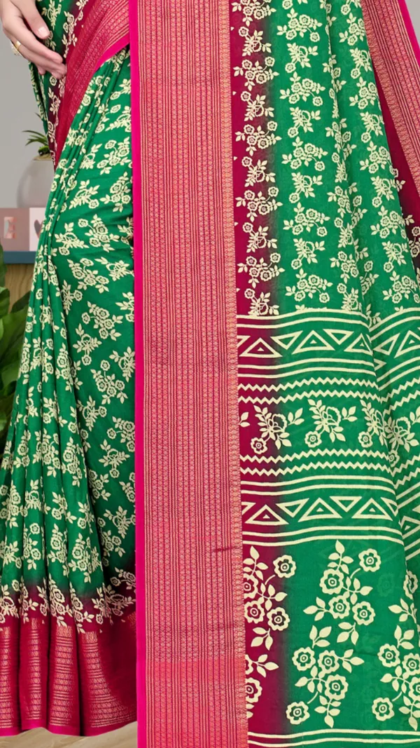 Green_Dull_Moss_Jari_Border_Small_Floral_Printed_saree_For_Women_&_Girls