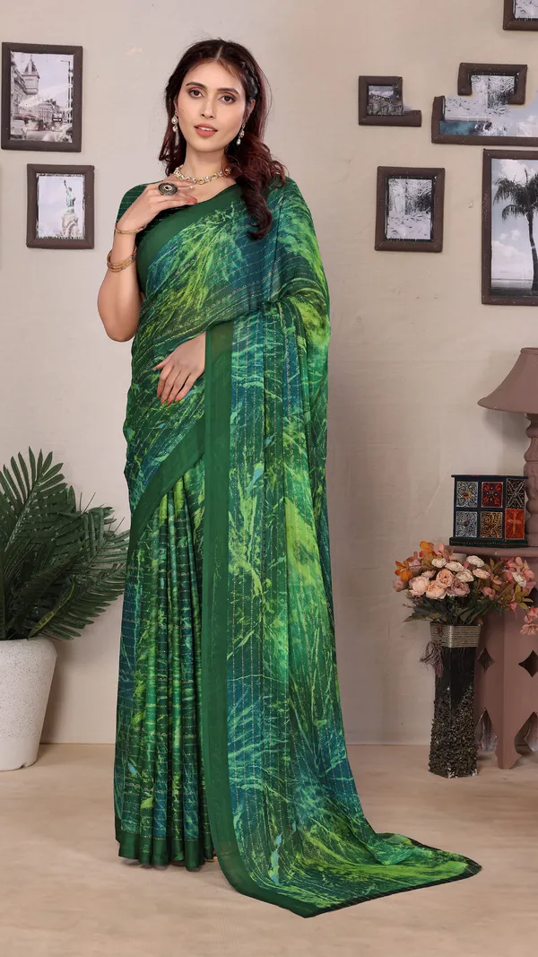 Green_Georgette_Jari_Printed_Padding_saree_For_Women_&_Girls