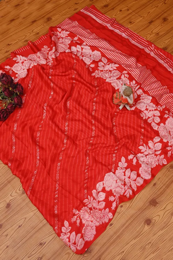 Red_Dull_Moss_Georgette_White_Floral_and_Jari_Printed_Saree_For_Women_&_Girls
